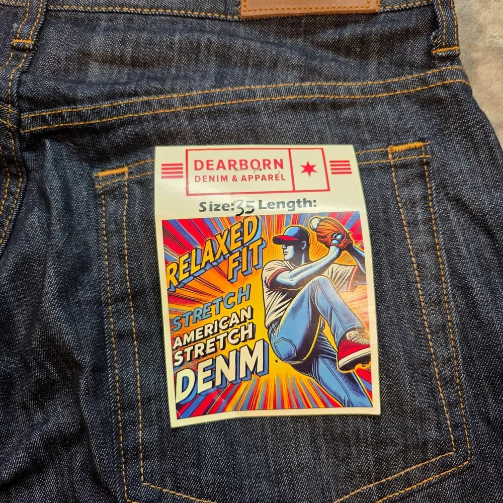 Dearborn Denim & Apparel Jeans Mens 35x31 Blue Dark Wash Relaxed Fit Stretch